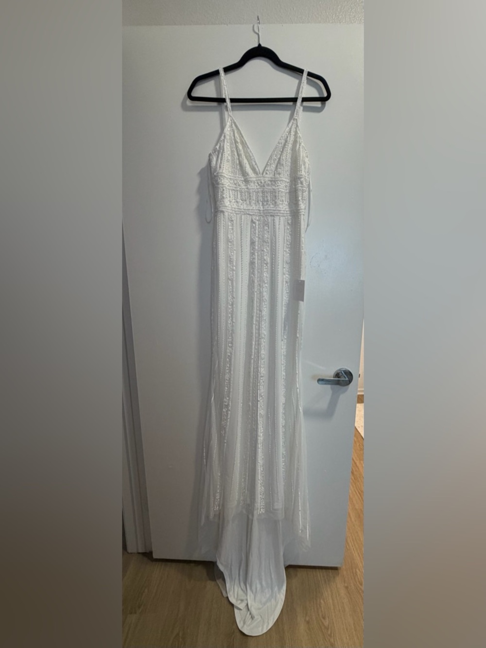 Lulus White Beaded Sequin Maxi Dress
